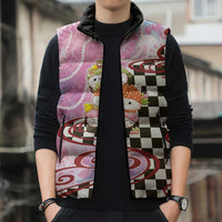 Personalized Japanese Kawaii Sushi Roll Sleeveless Puffer Jacket Wagara Palaka Pattern