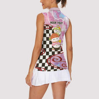 Personalized Japanese Kawaii Sushi Roll Women Sleeveless Polo Shirt Wagara Palaka Pattern