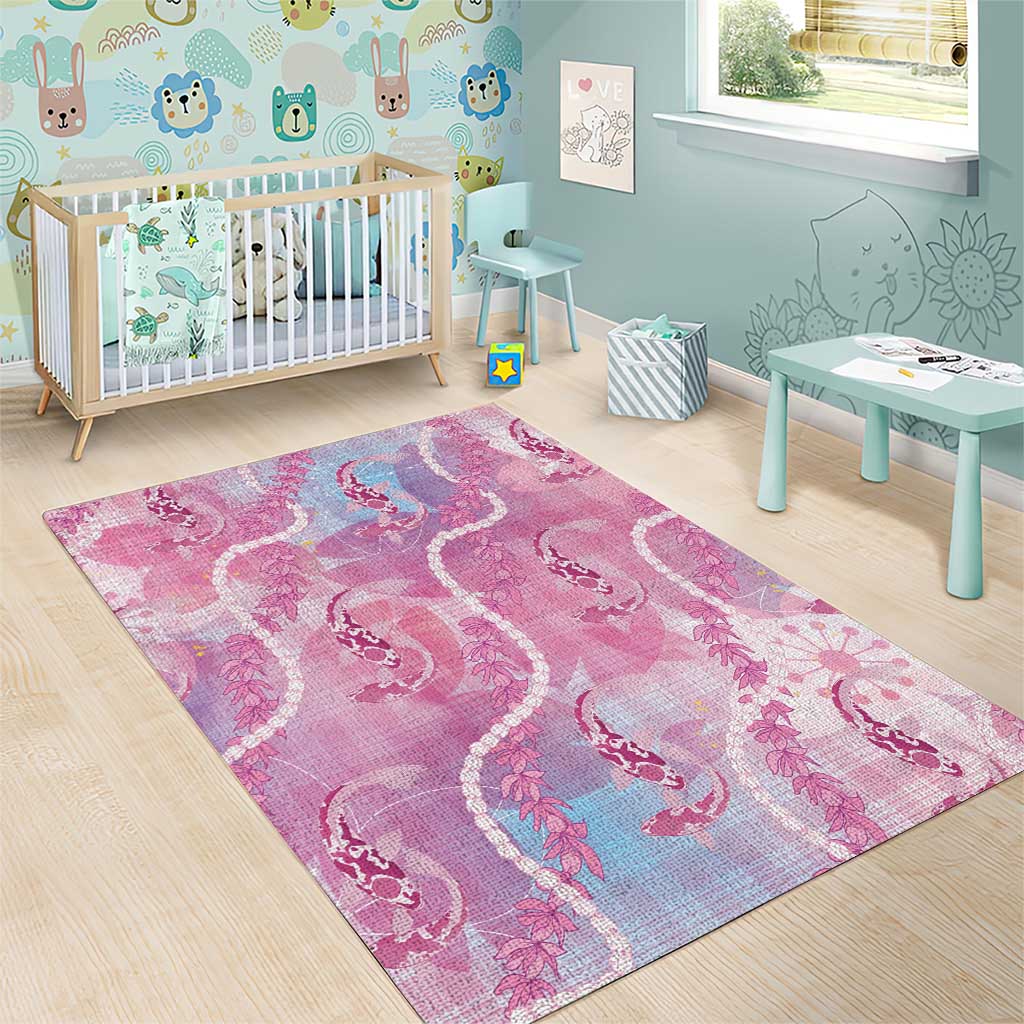 Japanese Koi Fish Area Rug Pink Wagara Palaka Honohono Pikake Lei