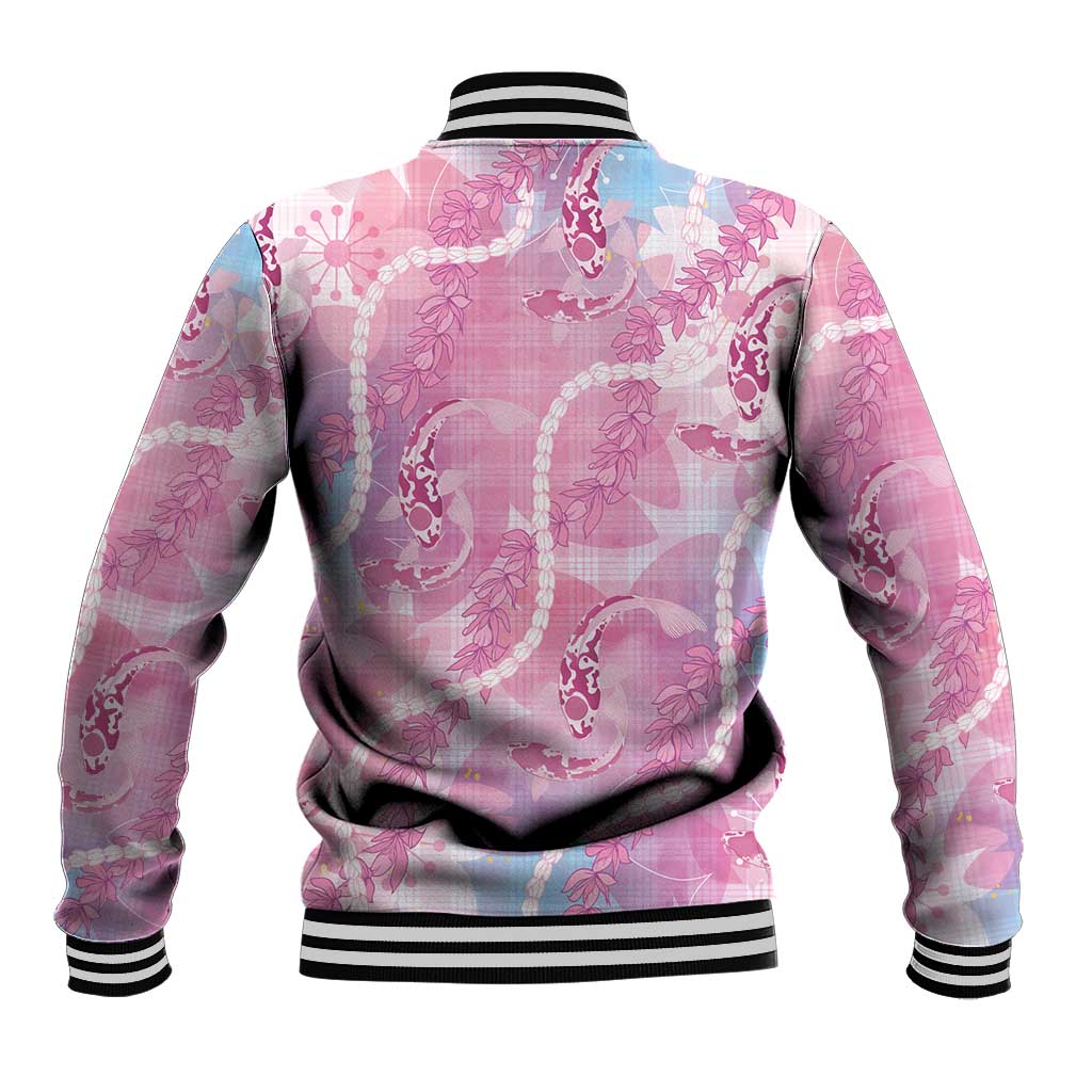 Japanese Koi Fish Baseball Jacket Pink Wagara Palaka Honohono Pikake Lei