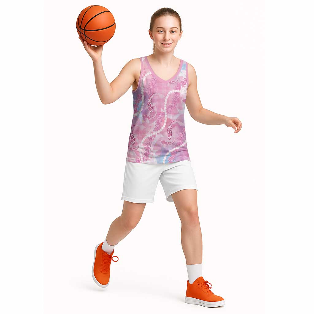 Japanese Koi Fish Basketball Jersey Pink Wagara Palaka Honohono Pikake Lei