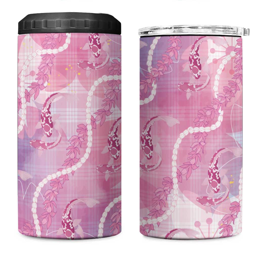 Japanese Koi Fish 4 in 1 Can Cooler Tumbler Pink Wagara Palaka Honohono Pikake Lei
