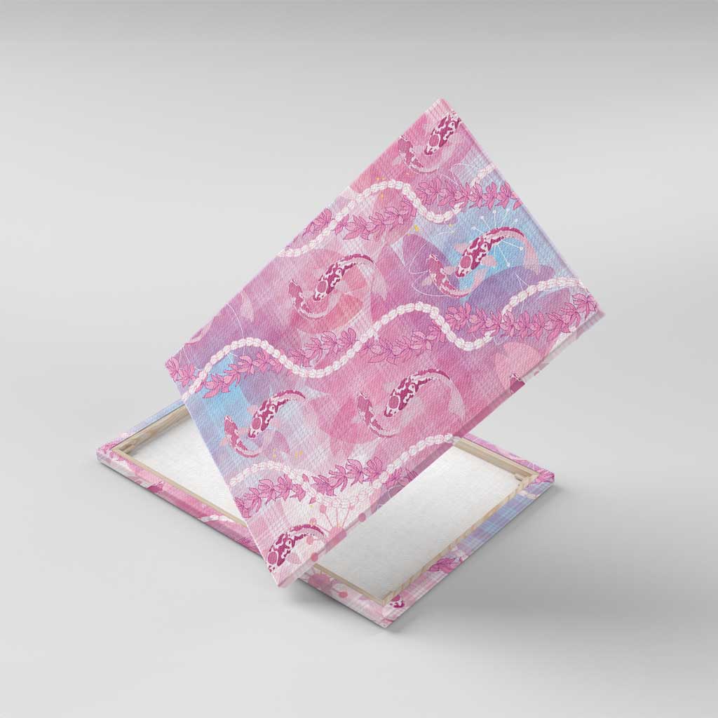 Japanese Koi Fish Canvas Wall Art Pink Wagara Palaka Honohono Pikake Lei