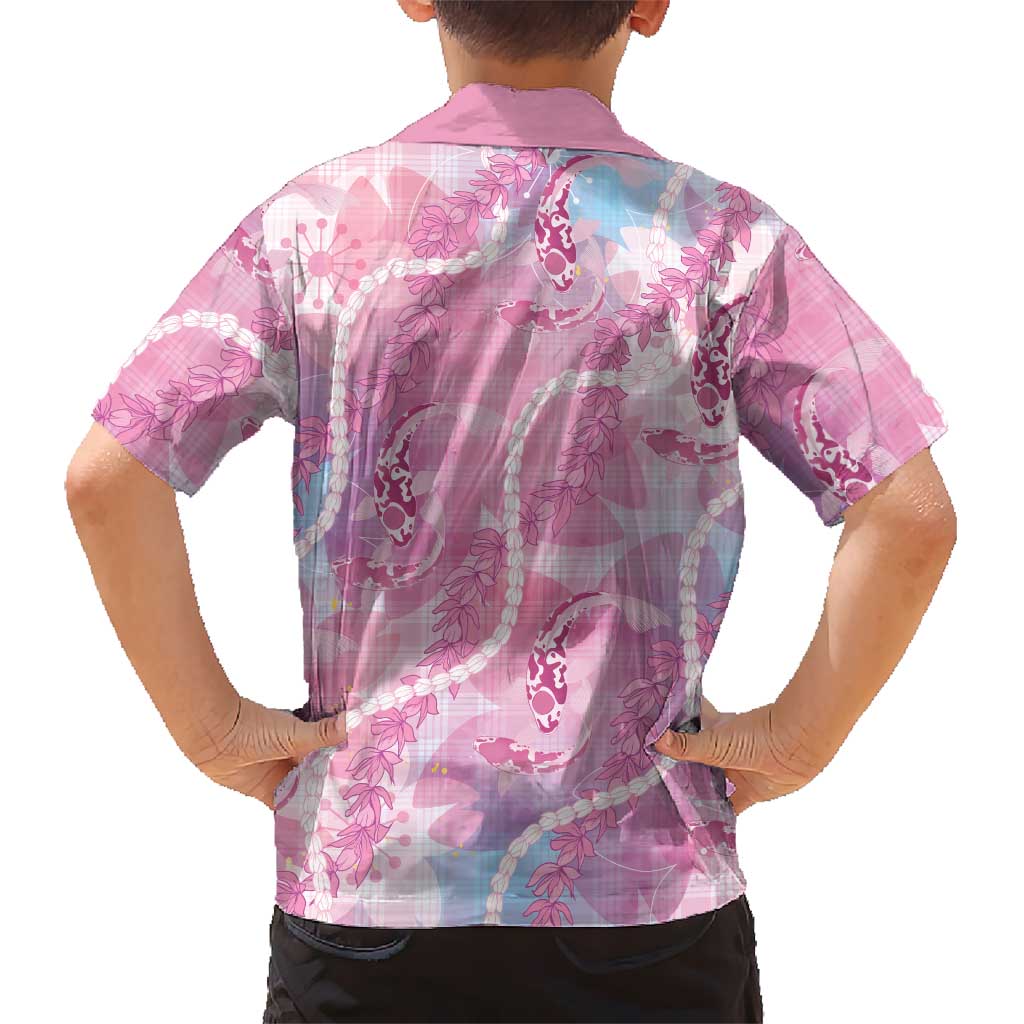 Japanese Koi Fish Family Matching Off The Shoulder Long Sleeve Dress and Hawaiian Shirt Pink Wagara Palaka Honohono Pikake Lei