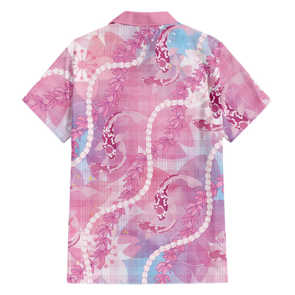 Japanese Koi Fish Family Matching Puletasi and Hawaiian Shirt Pink Wagara Palaka Honohono Pikake Lei