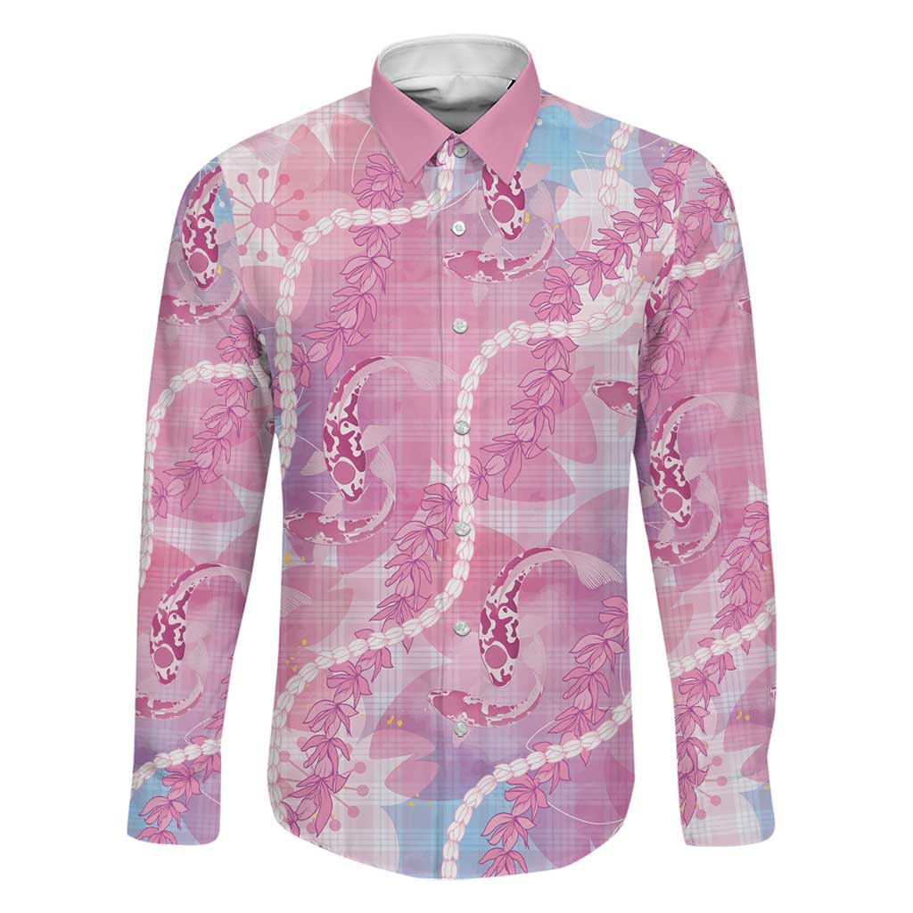 Japanese Koi Fish Family Matching Puletasi and Hawaiian Shirt Pink Wagara Palaka Honohono Pikake Lei