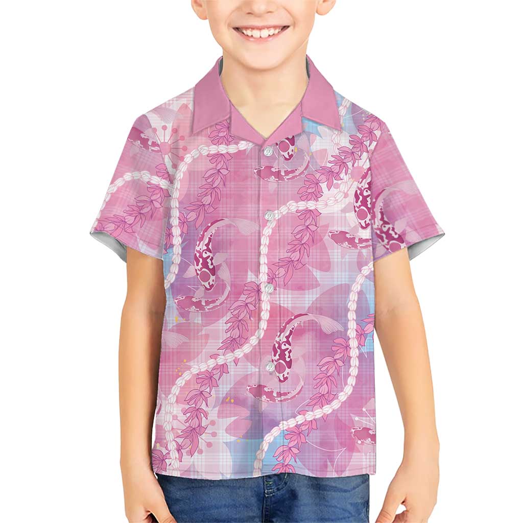 Japanese Koi Fish Hawaiian Shirt Pink Wagara Palaka Honohono Pikake Lei