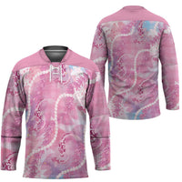 Japanese Koi Fish Hockey Jersey Pink Wagara Palaka Honohono Pikake Lei