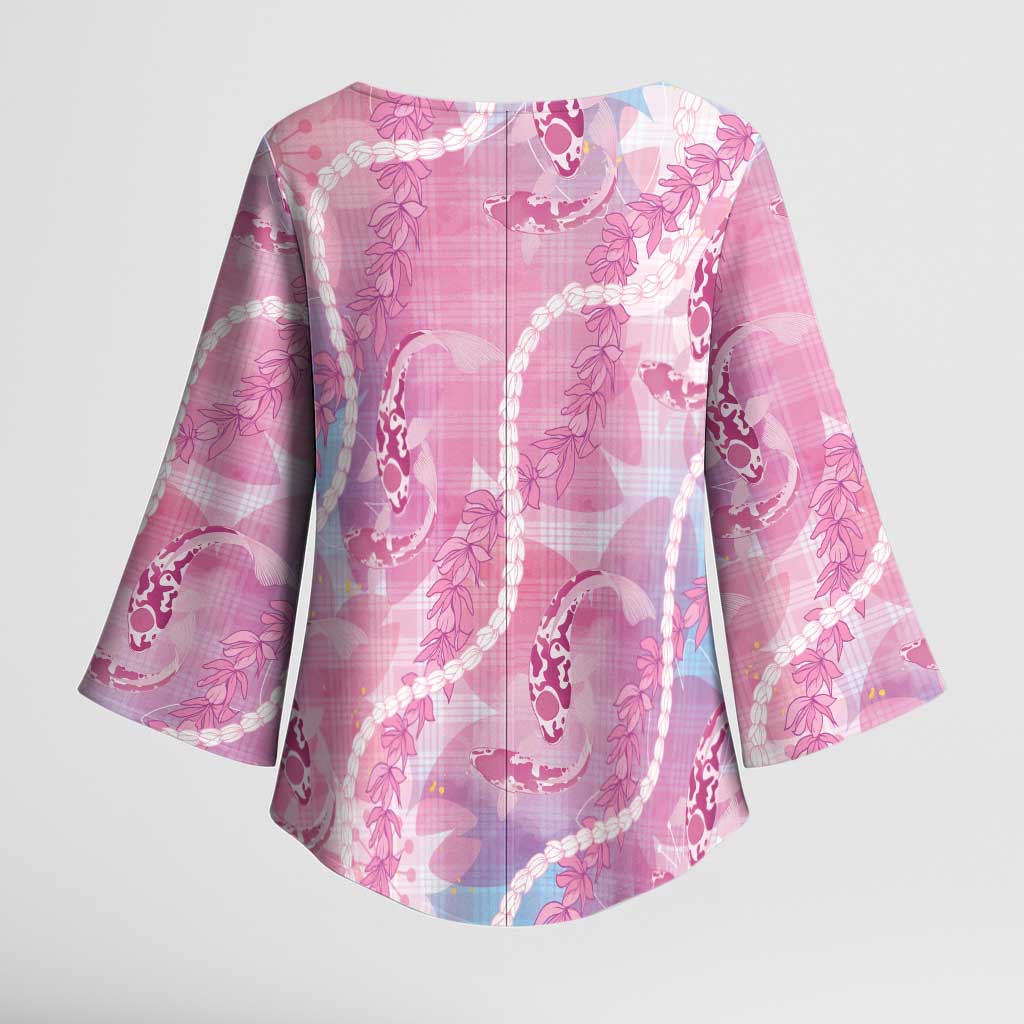 Japanese Koi Fish Kimono Sleeve Blouse Pink Wagara Palaka Honohono Pikake Lei