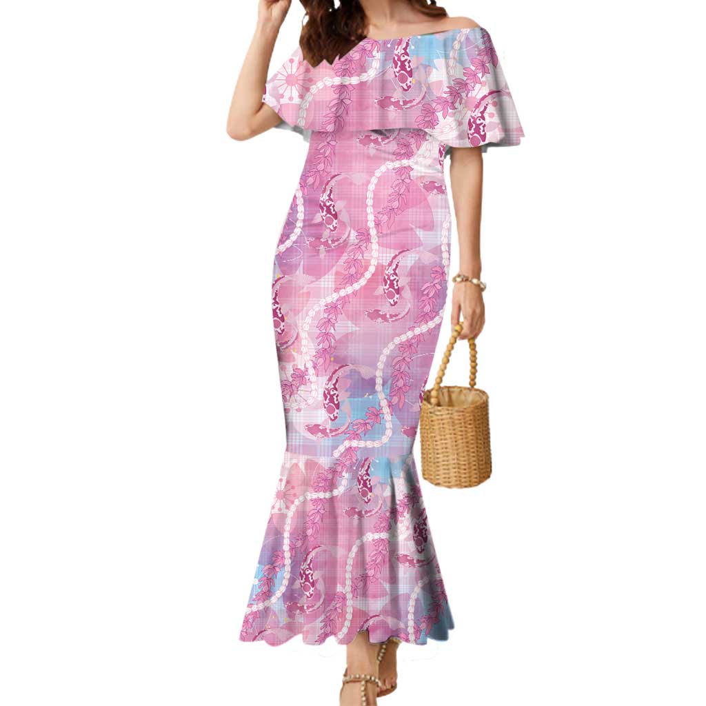 Japanese Koi Fish Mermaid Dress Pink Wagara Palaka Honohono Pikake Lei