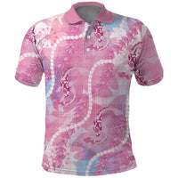 Japanese Koi Fish Polo Shirt Pink Wagara Palaka Honohono Pikake Lei