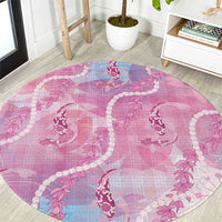 Japanese Koi Fish Round Carpet Pink Wagara Palaka Honohono Pikake Lei