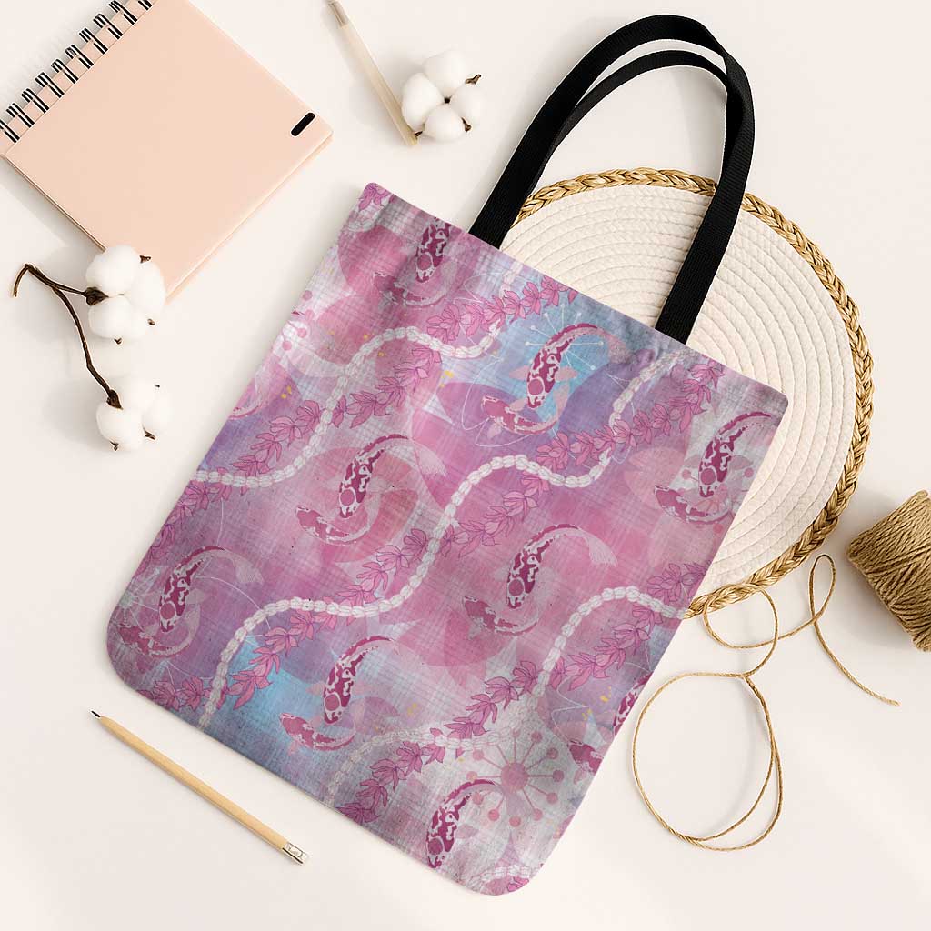 Japanese Koi Fish Tote Bag Pink Wagara Palaka Honohono Pikake Lei