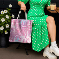 Japanese Koi Fish Tote Bag Pink Wagara Palaka Honohono Pikake Lei