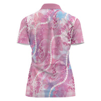Japanese Koi Fish Women Polo Shirt Pink Wagara Palaka Honohono Pikake Lei