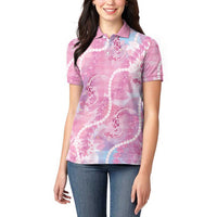 Japanese Koi Fish Women Polo Shirt Pink Wagara Palaka Honohono Pikake Lei