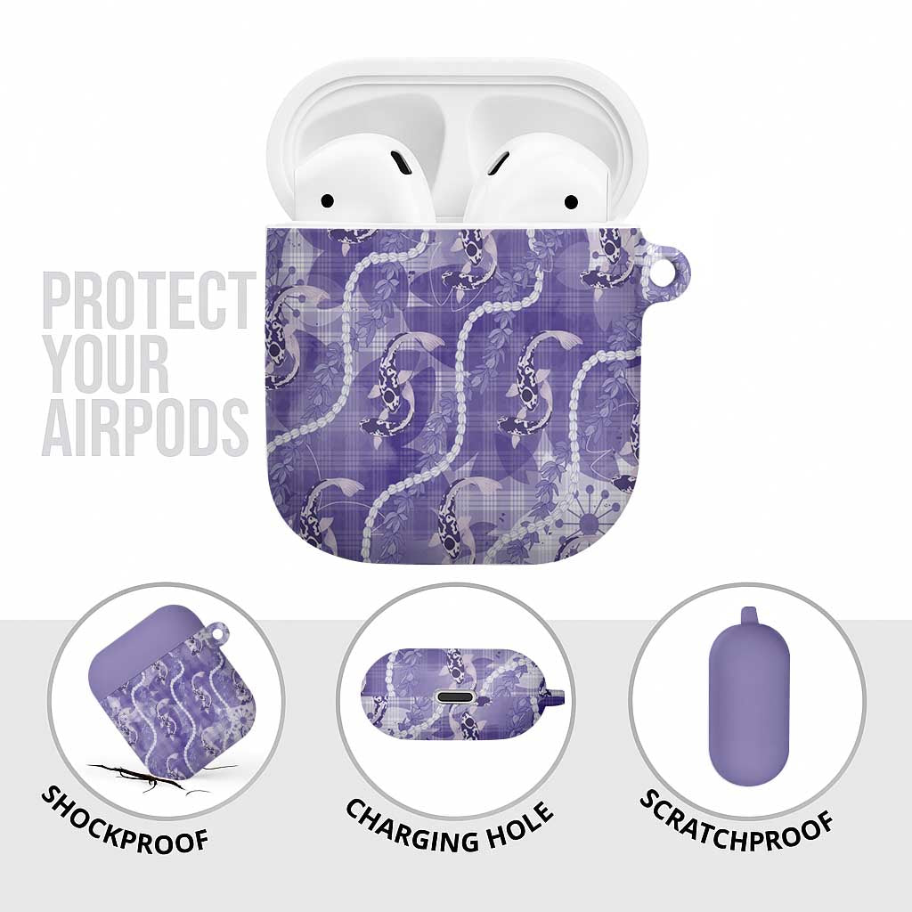 Japanese Koi Fish AirPods Case Purple Wagara Palaka Honohono Pikake Lei