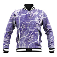 Japanese Koi Fish Baseball Jacket Purple Wagara Palaka Honohono Pikake Lei