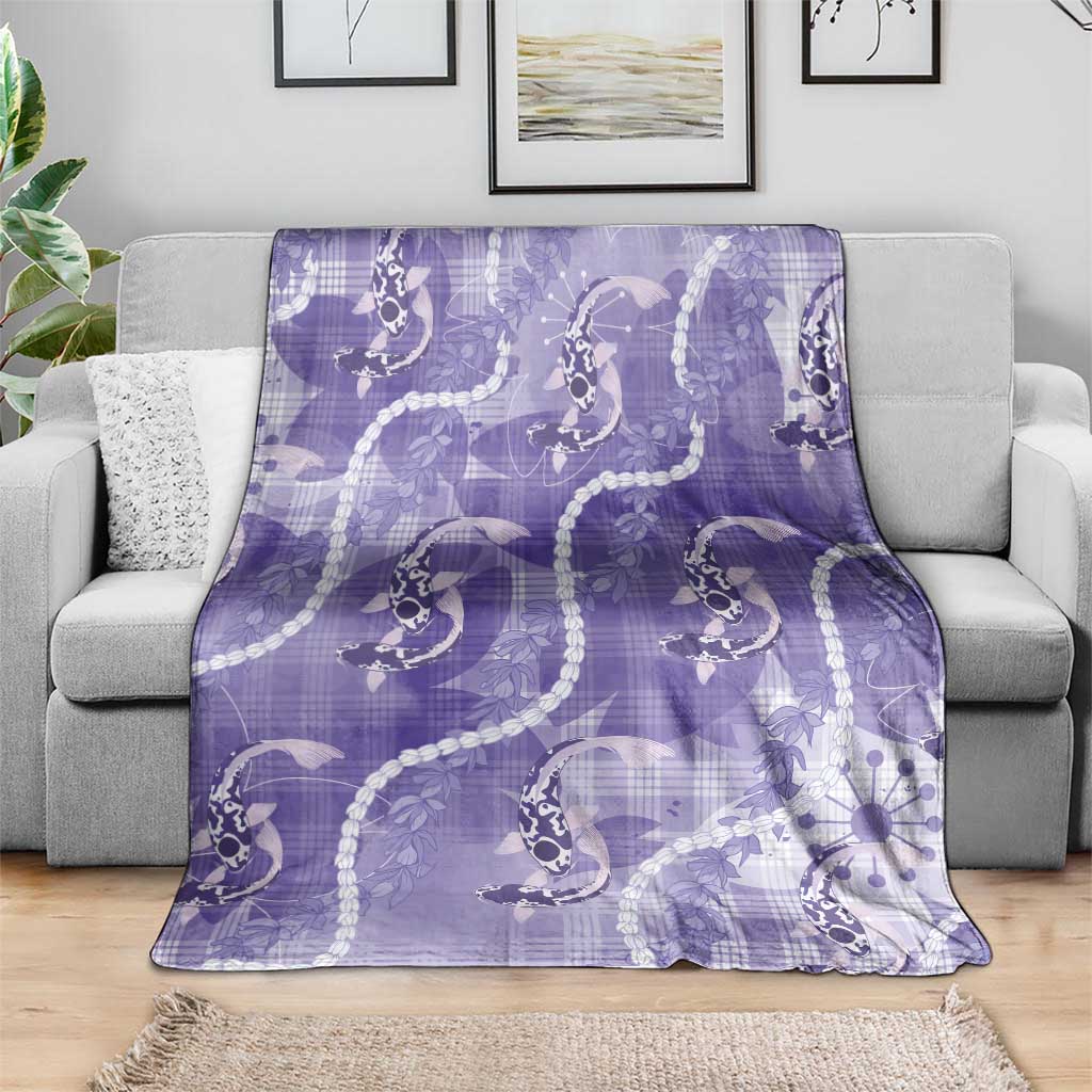 Japanese Koi Fish Blanket Purple Wagara Palaka Honohono Pikake Lei