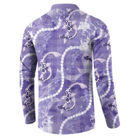 Japanese Koi Fish Button Sweatshirt Purple Wagara Palaka Honohono Pikake Lei