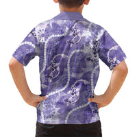 Japanese Koi Fish Family Matching Off Shoulder Maxi Dress and Hawaiian Shirt Purple Wagara Palaka Honohono Pikake Lei