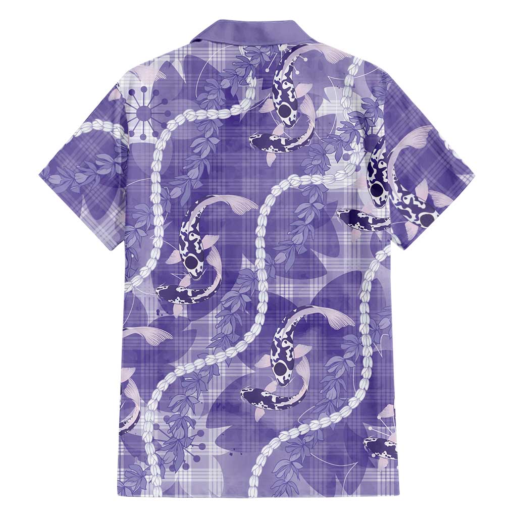 Japanese Koi Fish Family Matching Off Shoulder Maxi Dress and Hawaiian Shirt Purple Wagara Palaka Honohono Pikake Lei