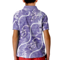 Japanese Koi Fish Kid Polo Shirt Purple Wagara Palaka Honohono Pikake Lei