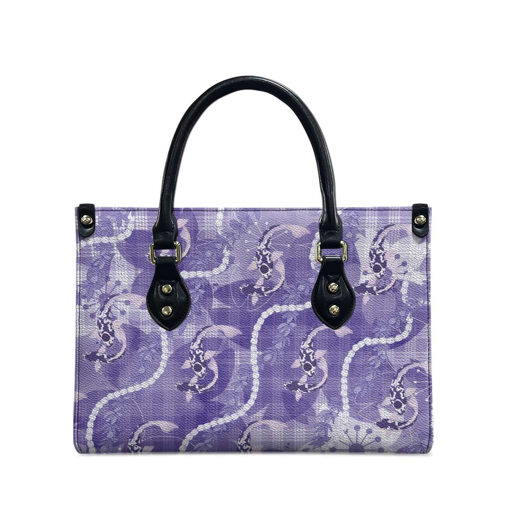 Japanese Koi Fish Leather Bag Purple Wagara Palaka Honohono Pikake Lei