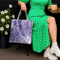 Japanese Koi Fish Tote Bag Purple Wagara Palaka Honohono Pikake Lei