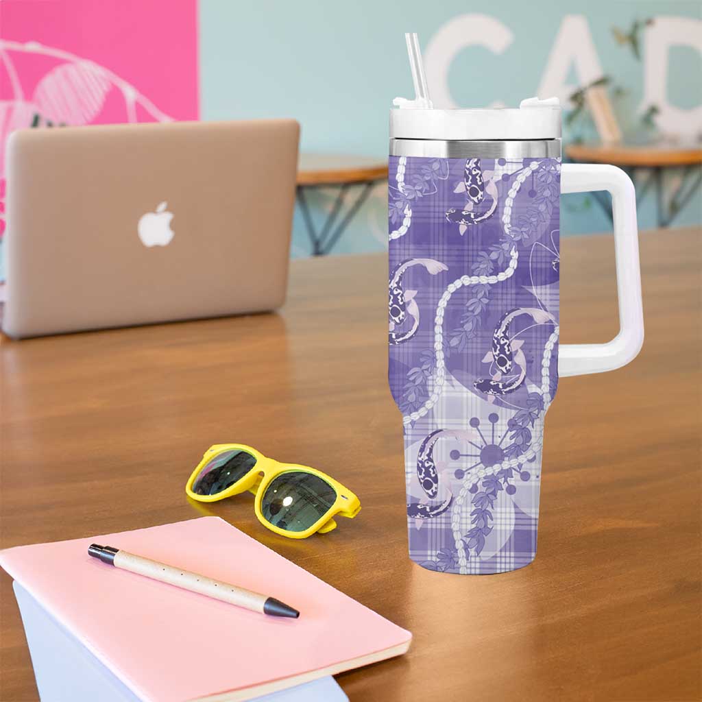 Japanese Koi Fish Tumbler With Handle Purple Wagara Palaka Honohono Pikake Lei
