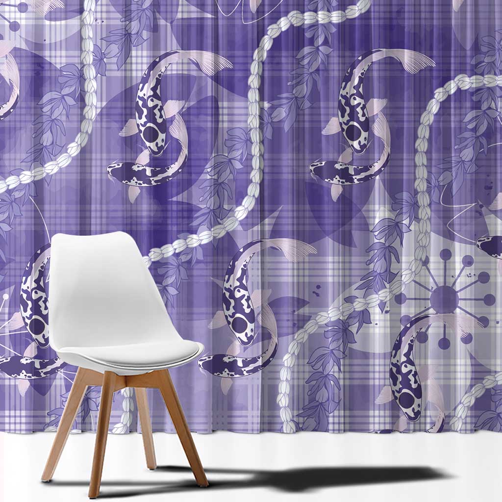 Japanese Koi Fish Window Curtain Purple Wagara Palaka Honohono Pikake Lei
