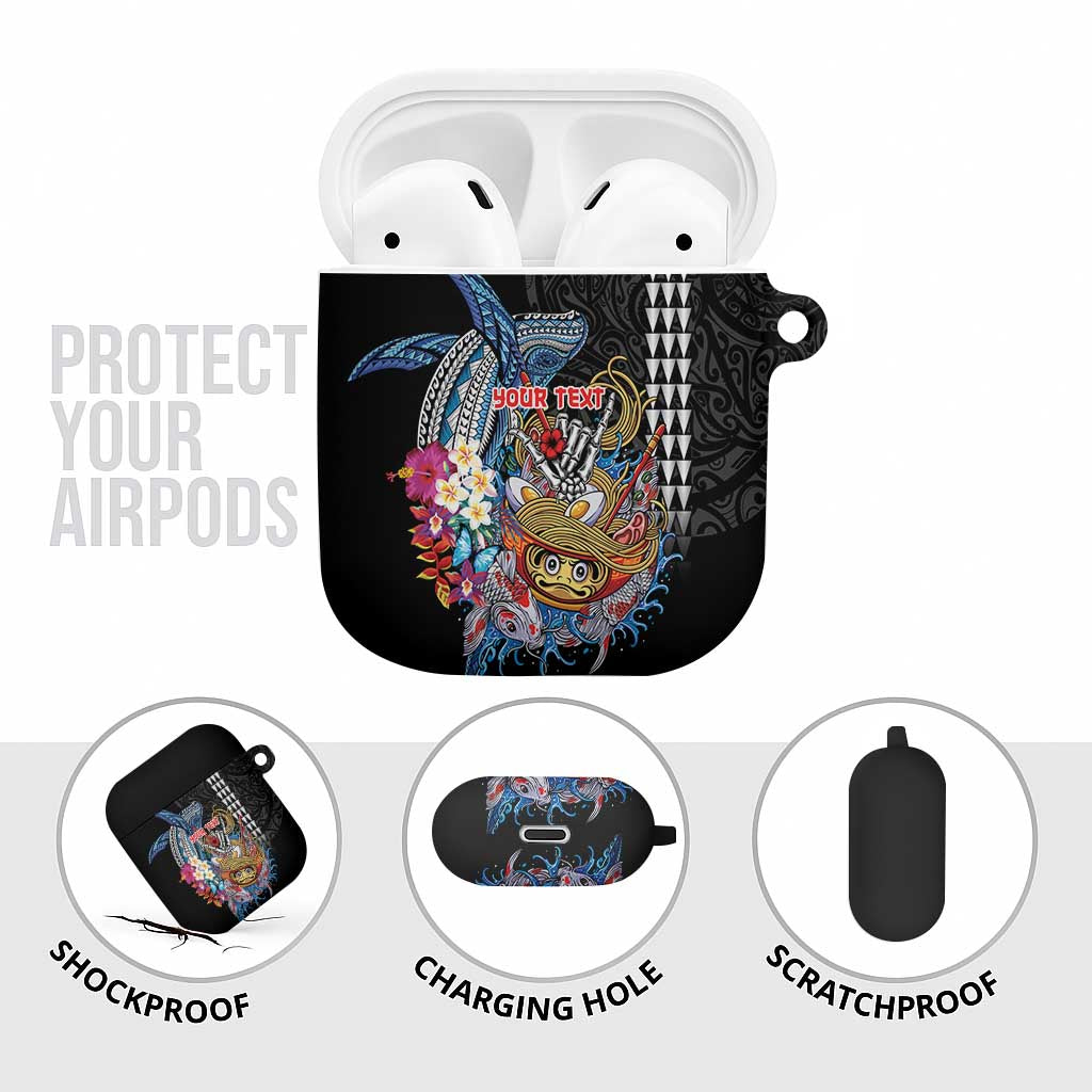 Personalized Japanese Koi Fish Ramen AirPods Case Aloha Shark Kakau Pattern