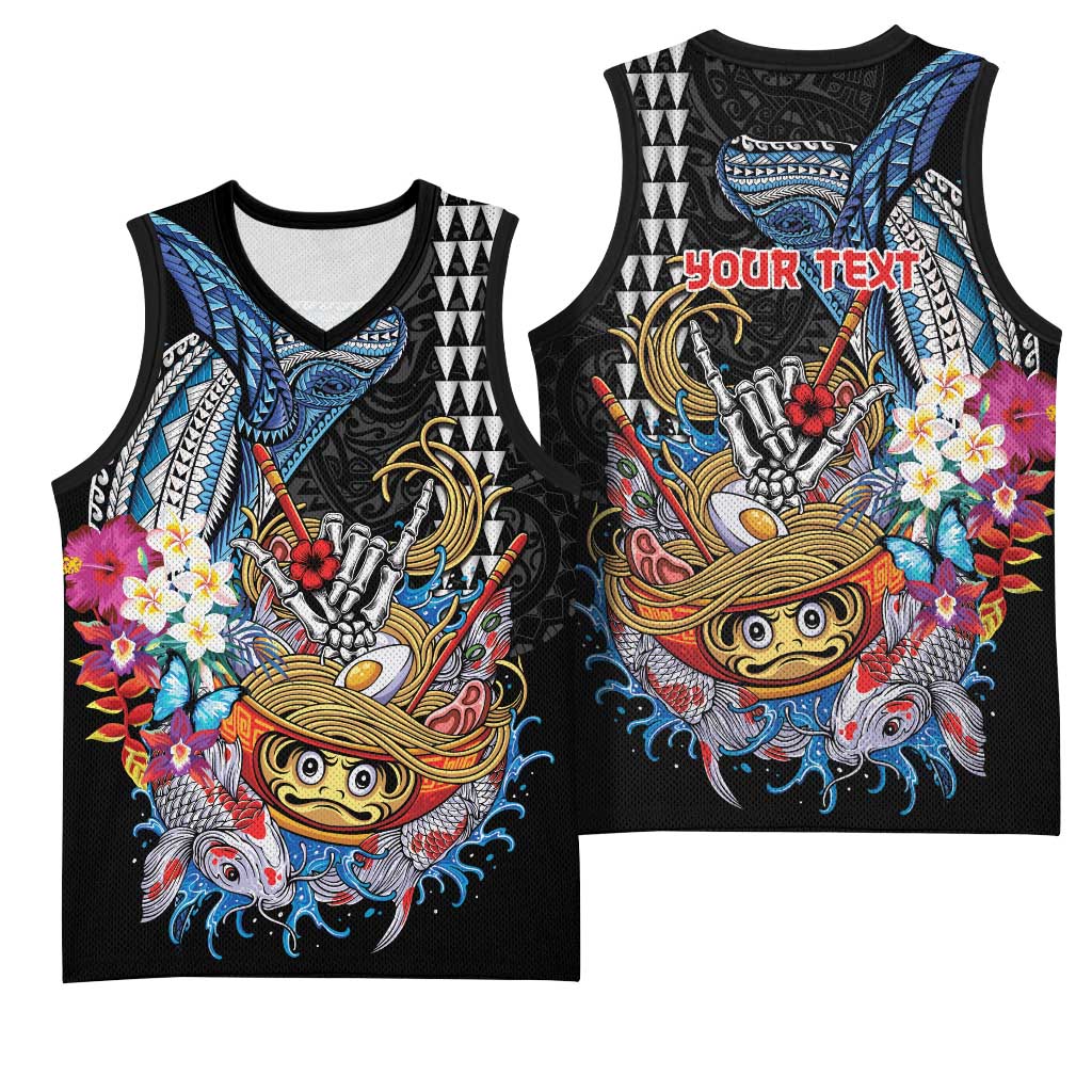 Personalized Japanese Koi Fish Ramen Basketball Jersey Aloha Shark Kakau Pattern
