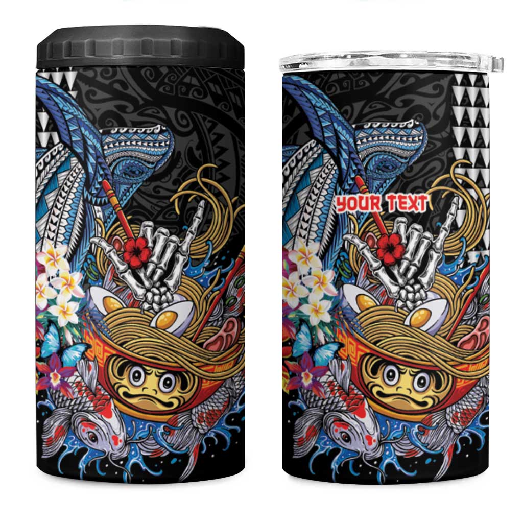 Personalized Japanese Koi Fish Ramen 4 in 1 Can Cooler Tumbler Aloha Shark Kakau Pattern