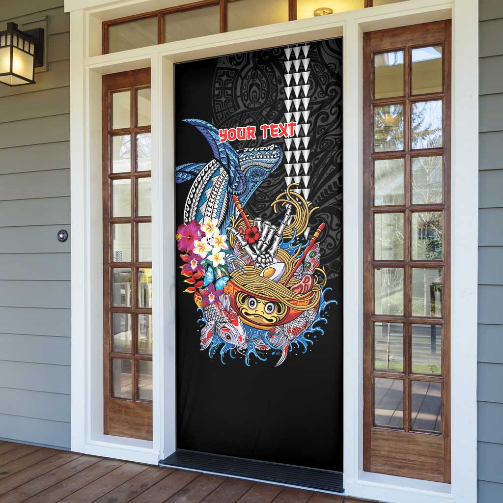 Personalized Japanese Koi Fish Ramen Door Cover Aloha Shark Kakau Pattern