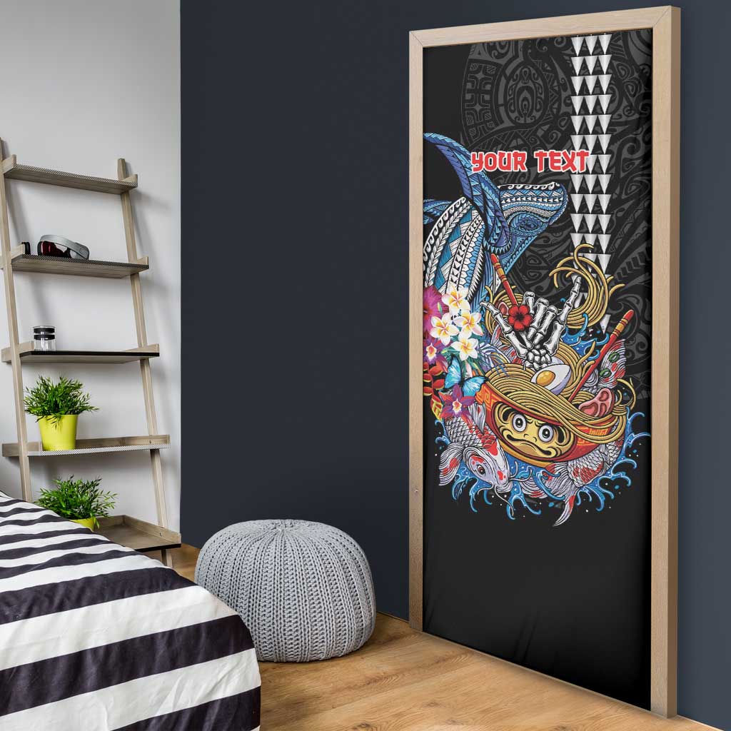 Personalized Japanese Koi Fish Ramen Door Cover Aloha Shark Kakau Pattern