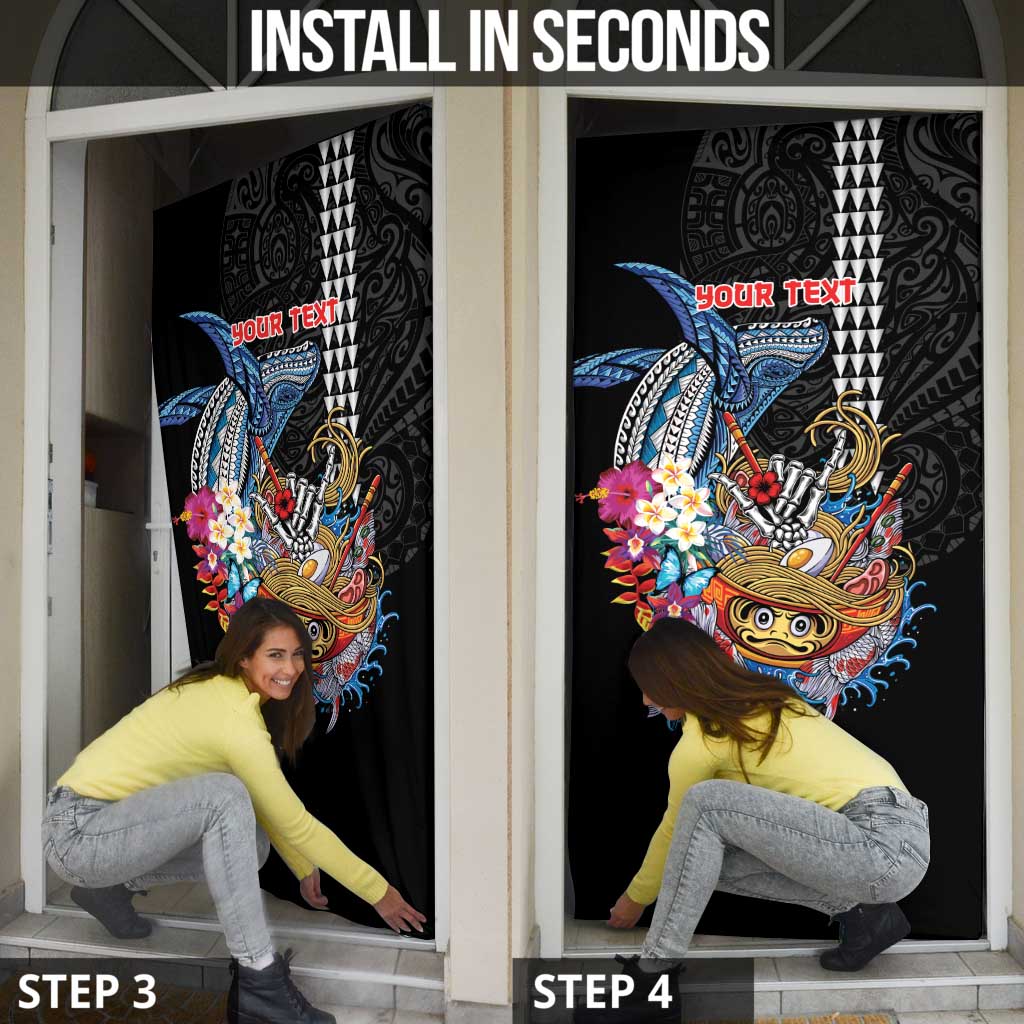 Personalized Japanese Koi Fish Ramen Door Cover Aloha Shark Kakau Pattern