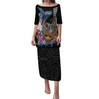 Personalized Japanese Koi Fish Ramen Family Matching Puletasi and Hawaiian Shirt Aloha Shark Kakau Pattern
