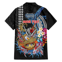 Personalized Japanese Koi Fish Ramen Family Matching Tank Maxi Dress and Hawaiian Shirt Aloha Shark Kakau Pattern