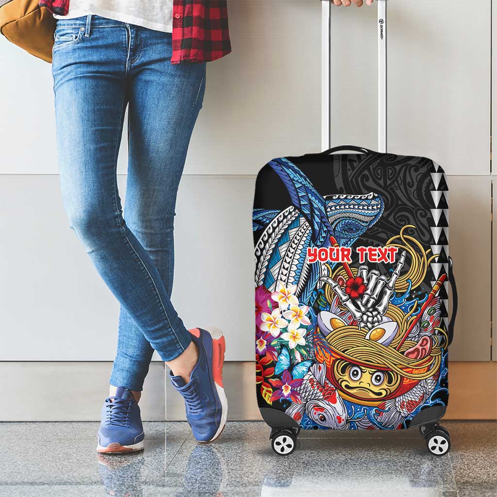Personalized Japanese Koi Fish Ramen Luggage Cover Aloha Shark Kakau Pattern