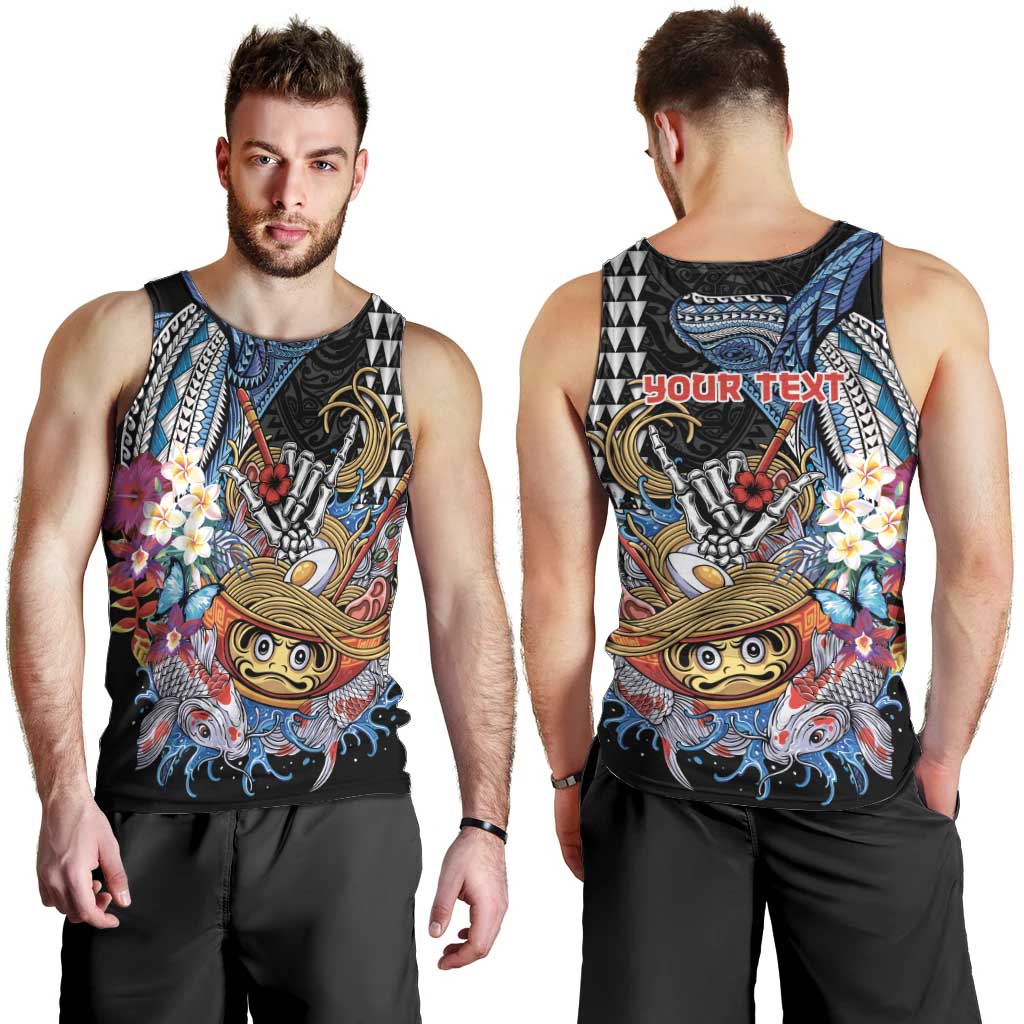 Personalized Japanese Koi Fish Ramen Men Tank Top Aloha Shark Kakau Pattern