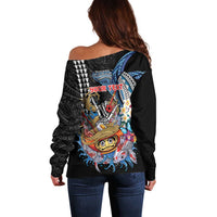Personalized Japanese Koi Fish Ramen Off Shoulder Sweater Aloha Shark Kakau Pattern