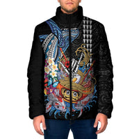 Personalized Japanese Koi Fish Ramen Padded Jacket Aloha Shark Kakau Pattern