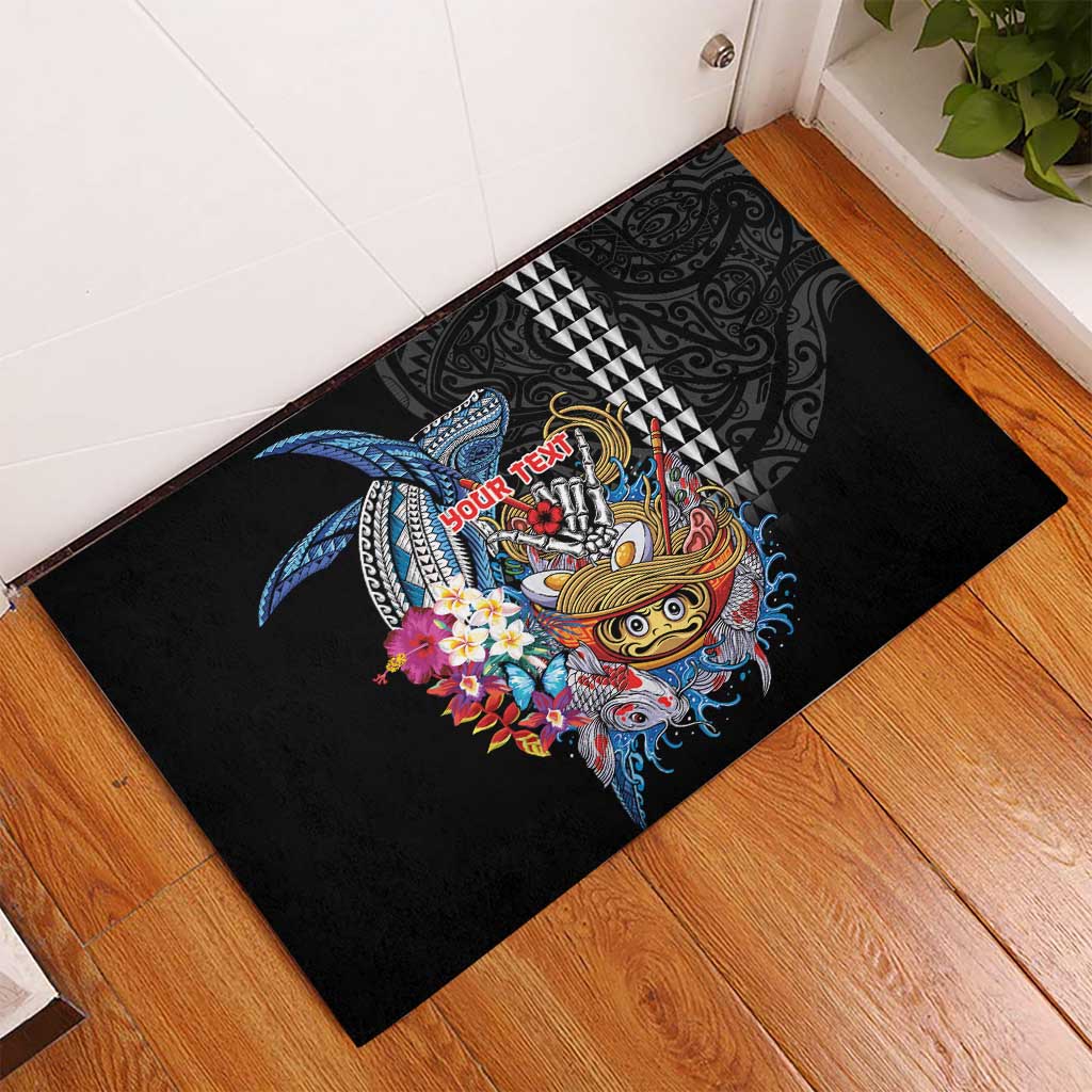 Personalized Japanese Koi Fish Ramen Rubber Doormat Aloha Shark Kakau Pattern