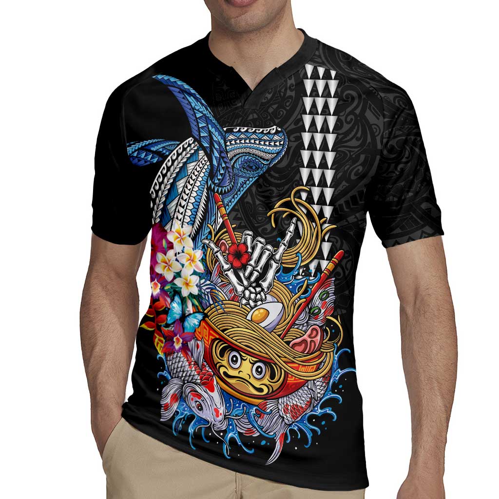 Personalized Japanese Koi Fish Ramen Rugby Jersey Aloha Shark Kakau Pattern