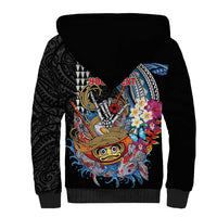 Personalized Japanese Koi Fish Ramen Sherpa Hoodie Aloha Shark Kakau Pattern