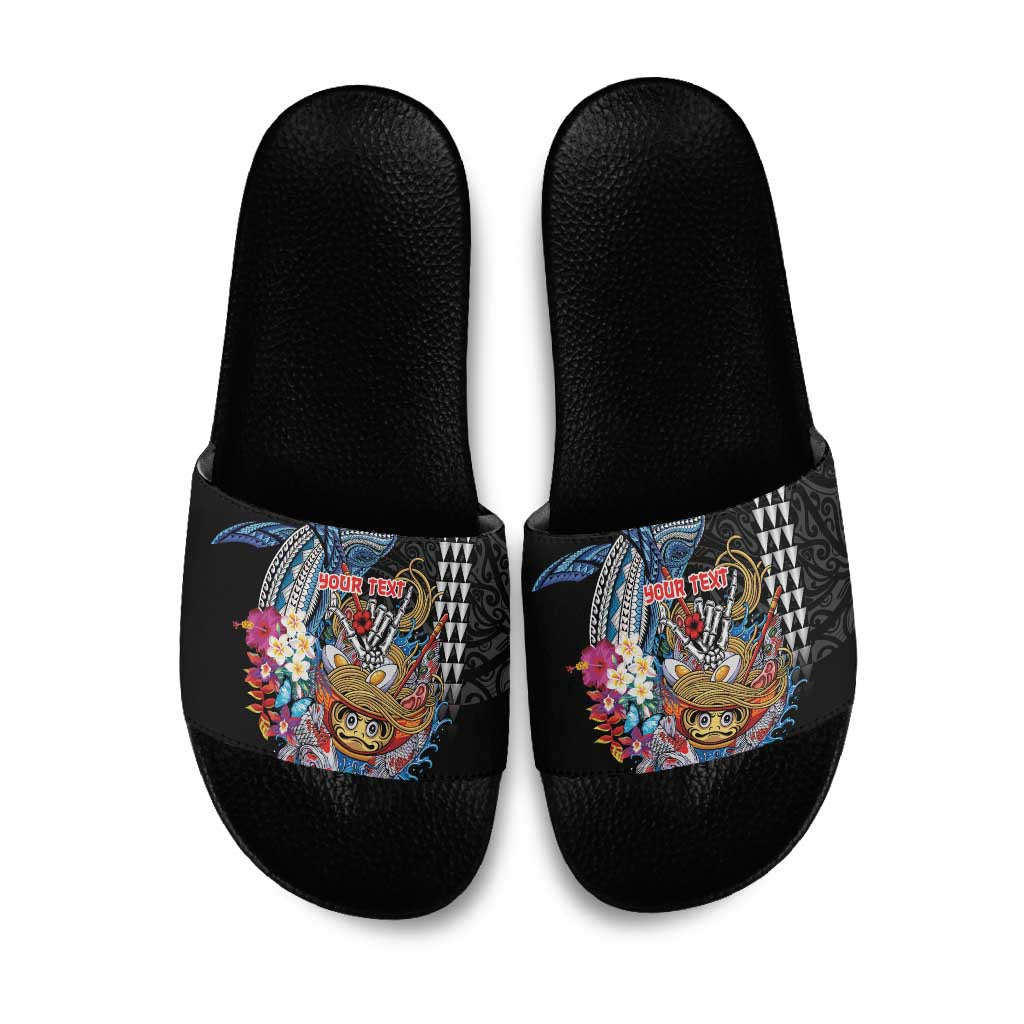 Personalized Japanese Koi Fish Ramen Slide Sandals Aloha Shark Kakau Pattern