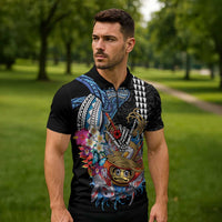 Personalized Japanese Koi Fish Ramen Zipper Polo Shirt Aloha Shark Kakau Pattern