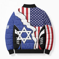 USA Israel Bomber Puffer Jacket Stars of David Sporty Style