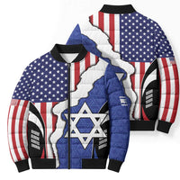 USA Israel Bomber Puffer Jacket Stars of David Sporty Style